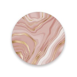 STAYTOP Absorbent Coasters For Drinks,Beautiful Gold Pink Marble Ceramic Stone With Cork Backing Round Coaster for Various Party Holiday Cups Decoration 1Pcs