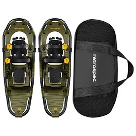 Retrospec Drifter Snowshoe for Men & Women - Aluminum Frames & a Double-Rachet Binding System - Lightweight All Terrain Snow Shoes with Heel Lifters & Pivot System - 30" Olive