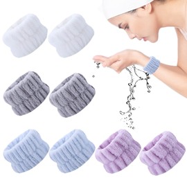 NailSlowee 8PCS Wristbands for Washing Face, Microfiber Wrist Wash Bands, Towel Scrunchies Spa Face Wash Wristbands Prevent Water from Spilling Down Your Arms (2)