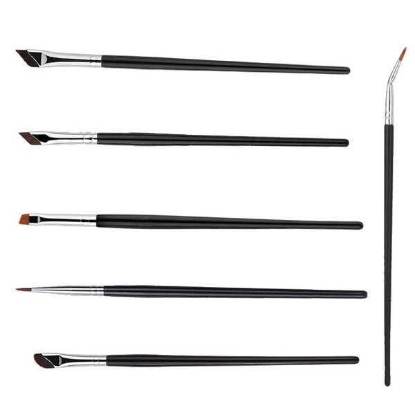 Changyeah Pack of 6 Eyebrow Brushes, Eyeliner Brush, Angled Eyeliner Brush, Fine Eye Makeup Tool, Curved Eyebrow Brush