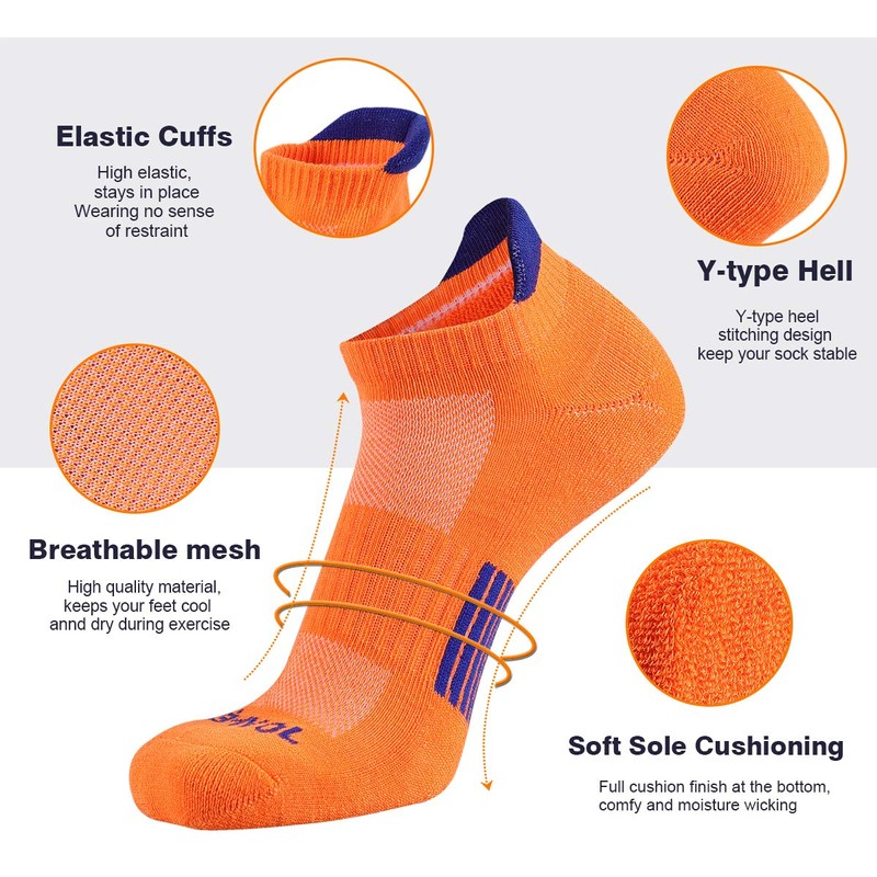 JOYNÉE Men’s Athletic Socks Low Cut Cushion Running Socks Breathable