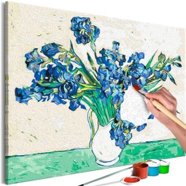 murando - Paint by Numbers Van Gogh Iris Bouquet Flowers Nature 60 x 40 cm Painting Set with Wooden Frame on Canvas for Adults Children Painting Hand Painted Kit DIY Gift Decoration