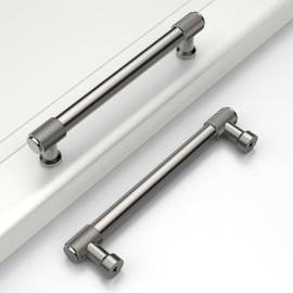 Coinkoly 10 Pack 5"(128mm) Brushed Satin Nickel Cabinet Pulls Knurled Kitchen Cabinet Handles Drawer Pulls Cupboard Hardware for Cabinets