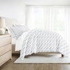 Merit Linens Bedding Bundle, Patterned Duvet Cover Set, White Comforter