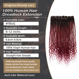 Originea 6-18 Inch 30 Strands 0.6cm Thickness 100% Real Human Hair Dreadlock Extensions curly ends Handmade Permanent loc Extensions Bundles Can Be Dyed Bleached Curled Twisted