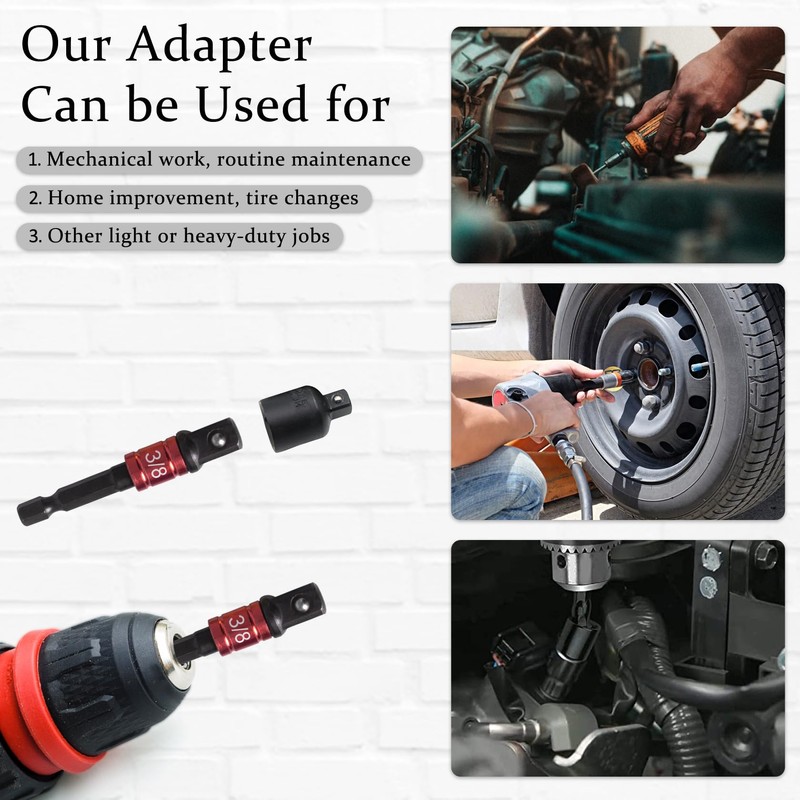 Tycoonest 7Pcs Impact Socket Adapter and Reducer Set, Extension Drill