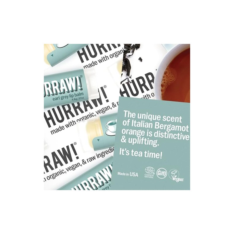 Hurraw Lip Balms 3-pack Mint, Earl Grey, Coconut by Hurraw