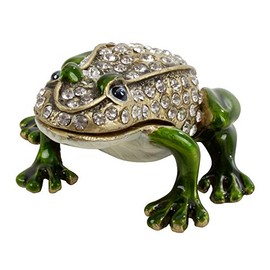 SARO LIFESTYLE Pewter Frog Box With Jeweled Design, Multi