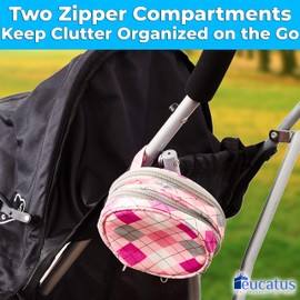 Expandable, Two Pocket Blue Plaid Travel Bag With Strap. Insulated, Waterproof Liner for Odor Control. Wet/Dry Compartments Hold Breast Pads, Diapers, Tampons, Sanitary Napkins, Personal Hygiene Items