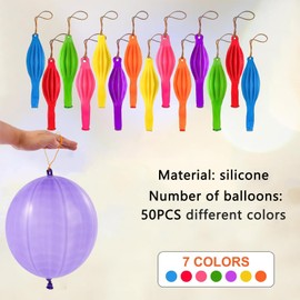 50Pcs Punch Balloons, Rainbow Punching Balloons, Party Favors for Kids, Balloons for Kids, Balloons Assorted Colors with Rubber Band Handle for Birthday Party Favors, Goodie Bags Stuffers