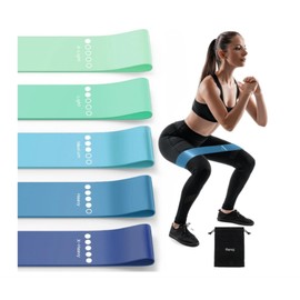 Resistance Bands for Working Out, Elastic Exercice Loop Bands for Physical Therapy, 5 Set of Stretch Bands for Booty Legs, with Instruction Manual and Carry Bag (Blue)