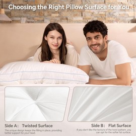 QUTOOL Luxury Hotel Goose Feather Pillow, 100% Cotton Cover, Soft Support Pillow, Suitable for Sleepers on The Back, Sides, and Stomach, Queen Size Bed Pillows Set of 1