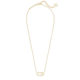Kendra Scott Elisa Pendant Necklace for Women, Fashion Jewelry, 14k Gold-Plated, White Opal