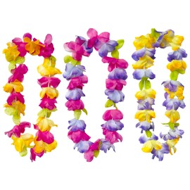 douyif Hawaii Necklace Flowers 3 Pieces Hawaiian Skirt Flower Chains Party Wreath Hawaiian Flower Chain Hawaiian Accessories for Beach Parties Luau Parties Cheerleading Graduations Carnival Music
