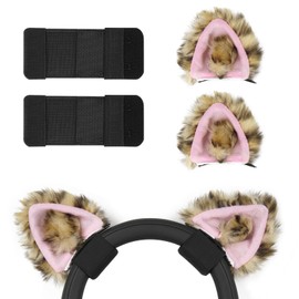Geekria NOVA Correa de haz de auriculares + accesorio para orejas de gato compatible con Bose, Sony, Skullcandy, Beats, auriculares Marshall, fácil instalación, cómodo y elegante (negro/leopardo rosa impreso)