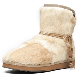 AUMU Women's Classic Mini Sheepskin Winter Boot Fur Boot White Size 8