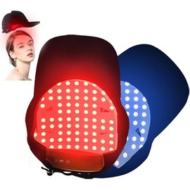 WIKINK Gorro De Terapia con Luz Roja, Gorro Portátil para El Crecimiento del Cabello, Terapia con Luz Roja para La Caída del Cabello, 70 Piezas LED, 2 Niveles De Vibración Ajustables