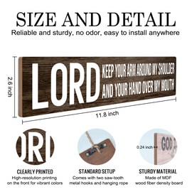 JMYROG Lord Keep Your Arm Around My Shoulder and Your Hand Over My Mouth Hanging Wooden Plaque, Wooden Sign Wall Art for Office Home Farmhouse, Funny Gag Gifts for Boss Leader Supervisor Coworker