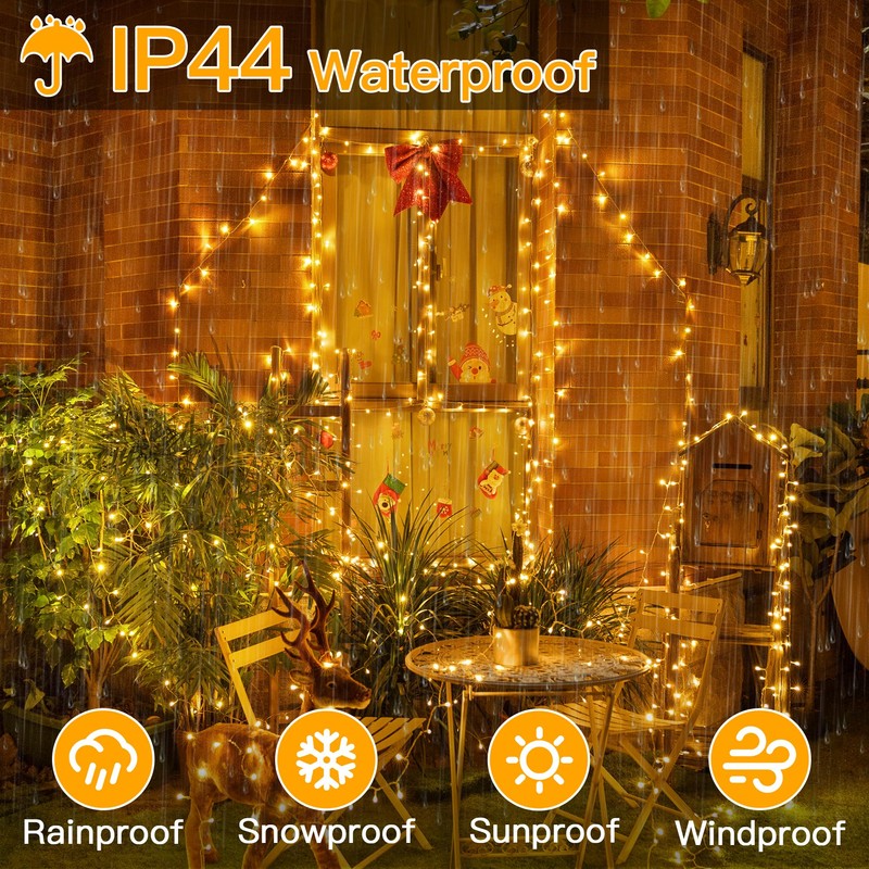 Ollny Outdoor String Lights Waterproof, 400LED 132ft Warm White Fairy