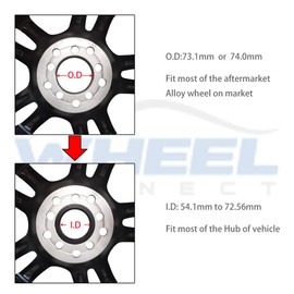 WHEEL CONNECT Hub Centric Rings,74 to 71.5, Set of 4,Aluminium Alloy Hubrings, O.D:74 -I.D:71.50mm. A