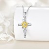 VONALA Cross Sunflower Necklace 925 Sterling Silver Dainty Sunshine Pendant