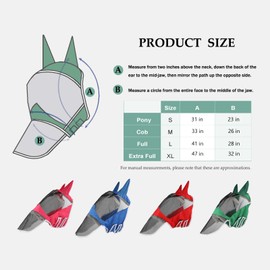 DayoVortex Fly Masks for Horses with Ears and Nose Cover - Comfortable Horse Fly mask with Ears for UV Protection & Sun Shield – Soft Lightweight- Breathable Horse mask (Green, (Full) Large)
