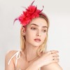 MWOOT Feather Headband, Artificial Flower Feathered Headpiece, Rose Red Roaring