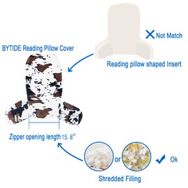 BYTIDE Cow Print Faux Fur Reading Pillow Cover (Cover ONLY, NO Filler) for Shredded Stuffings, 30 Inch High Extra Large Size Removable Bed Rest Pillow Cover with Arms Pockets (Zipper Length 15.8")