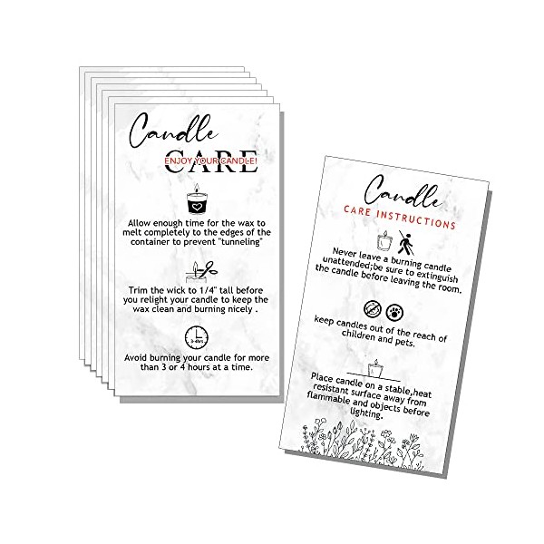 MAOSH Handmade Candle Care Instruction Card, Candle Care Instruction Card,