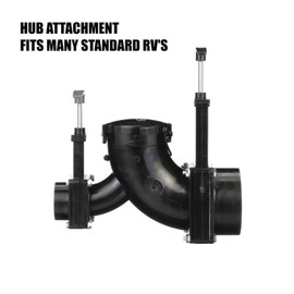 Valterra Ell Double Rotating Valve, Mess-Free Waste Valve for RV's, Campers, Trailers, 3" Hub x 1.5" Hub x 3" Bayonet Cap