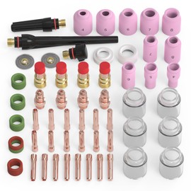 TOOLIOM 71Pcs TIG Welding Torch Accessories Kit Stubby Gas Lens Glass Cup Ceramic Cup Back Cap Kit for WP-17/18/26