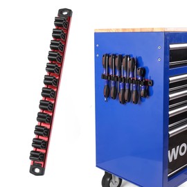 WORKPRO Magnetic Screwdriver Organizer and Wrench Organizer, Aluminum Rail Magnetic Tool Organizer, Tool Holder, Toolbox Organization, 12-Slot Screwdriver and Wrench Holder (Tools not Included)
