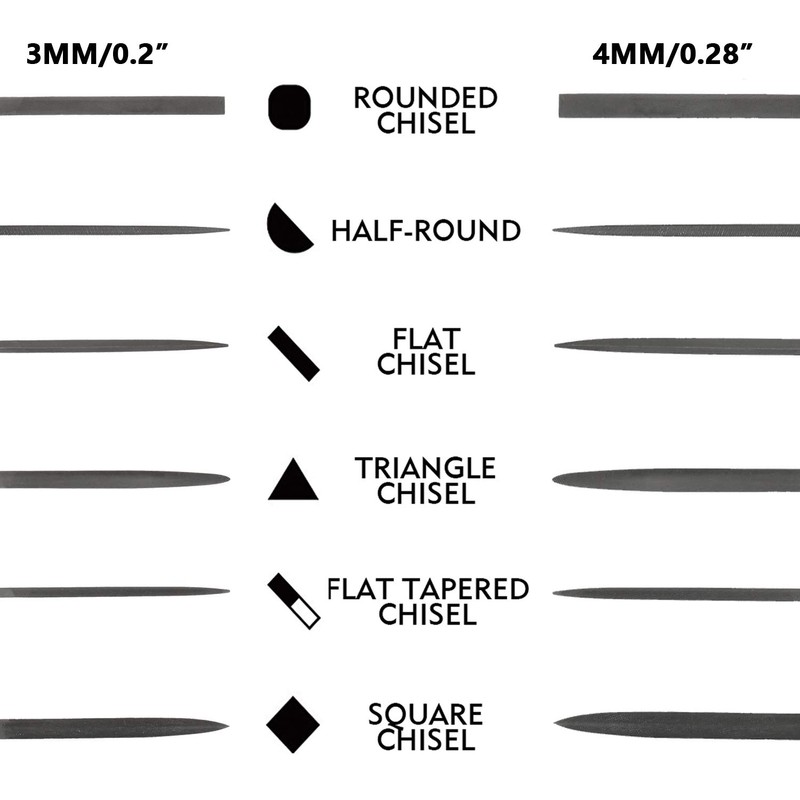 KALIM 2 Needle File Sets 12Pcs 3mm and 4mm File