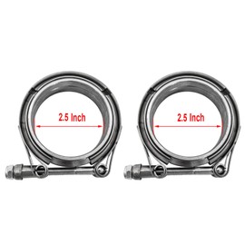 2X 2.5" Inch Stainless Steel V-Band Bolt Clamp with 2 Pcs Male Female Flanges Stainless Steel