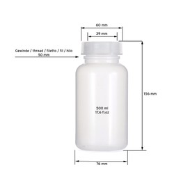 Parent Transparent Wide-Neck Bottles with Transparent Lids, 3 X, 500 ml