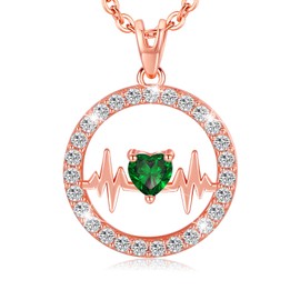 LAVUMO Heartbeat Necklaces for women Sterling Silver Cubic Zirconia Pendant Jewellery Gifts Ideas for Women Wife Girlfriend Mum Christmas Valentine's Day Anniversary Birthday Mothers Day Gifts