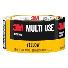 3M Cinta adhesiva de colores multiusos, color amarillo con calcomanía fuerte y respaldo resistente al agua, cinta adhesiva 3M multisuperficie para uso en interiores y exteriores, 1.88 pulgadas x 20