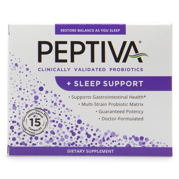 Peptiva 26 Billion CFU Probiotic and Sleep Support - Clinically Validated Multi-Strain Probiotic - Lactobacillus and Bifidobacterium, Melatonin - 15 Count