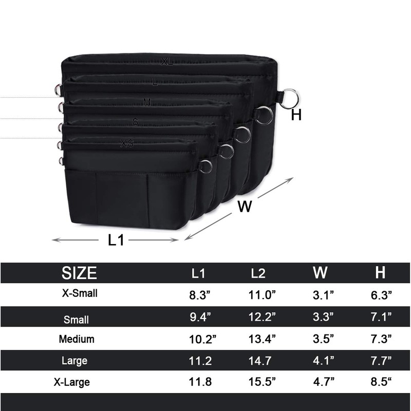 VANCORE Purse Organizer Insert with 13 Pockets, Zippered Top Insert