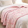 Breling Pink Floral Quilted Throw Blanket 50 x 60 Inch