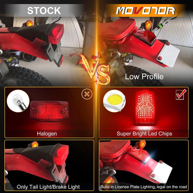 MOVOTOR LED Tail Light 500% Bright Rear Brake Light with