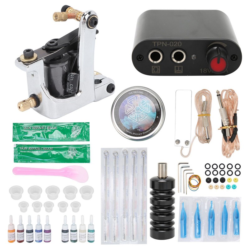 Coil Tattoo Machine Kit Clip Cord Foot Pedal Power Supply