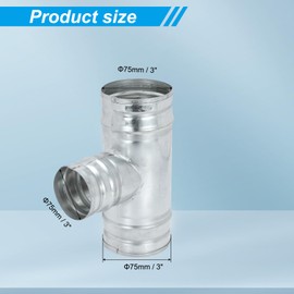 PATIKIL 4 Inch to 3 Inch 3 Way Duct Connector, Galvanized Steel 90 Degree T Shape Ducting Splitter Air Vent Duct Hose Exhaust Pipe Adapter Dust Collection Fitting for HVAC Dryer Systems
