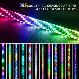 XINYICONG 3FT-2PC LED Whip Lights for RGB Dancing/Chase,Whip Lights Support APP/Remote Control,600+ Color Mode Combinations,LED Whip Suitable for ATV,RZR, Dune Buggy,Polaris,Can-am,Jeep