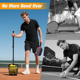 Pickleball Picker Upper Holds 24 Balls, Pickleball Pickup Basket & Retriever Collector, Easy Pickup Portable Ball Holder