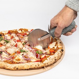 Stone Pizza Wheel with Durable Stainless Steel Blade and Ergonomic Stone Handles - Efficient Pizza Slicing Tool
