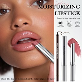 Wugbc Pink Honey Lipstick with Brown Lip Liner Kit, Tinted Lip Balm Moisturizing High Shine Lip Tint Lightweight Non-Sticky Color Lip Liner Pencil Lip Care Balm for Dry Lips All Skin Tones Make up