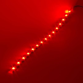HYADA DC 12V Waterproof 1Ft 12 LED Strip Underbody Light with 6 inches Wires for Motor (Red,Pack of 6)