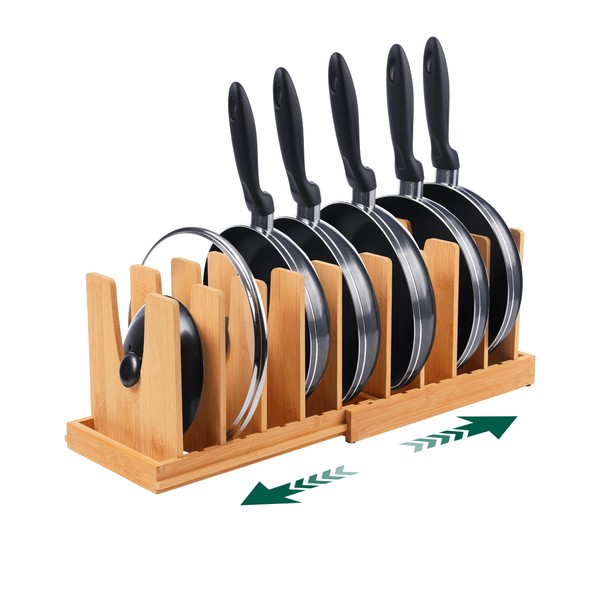 Retractable Wood Pot Rack - Expandable Pan Pots and Pans