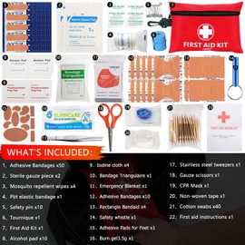 Mini First Aid Kit - 147 Piece Small First Aid Kit,with Rotatable Buckle Ideal for Cars, Schools, Sports, Homes, Travel, Camping, Hiking ﻿